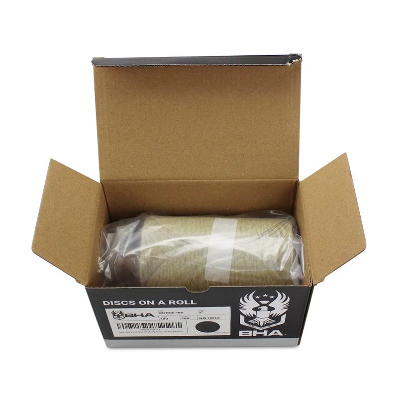 BHA 5" Inch Discs On a Roll PSA Gold Adhesive Back DA Sanding Paper - 100 Pack (180 Grit) - Image 5